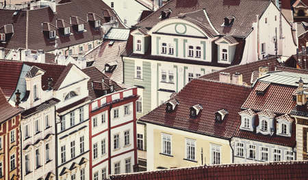 Retro toned picture of Prague Old Town architecture, Czech Republic.の写真素材