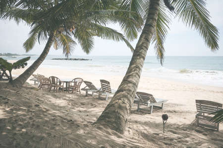 Tropical beach in Sri Lanka, color toning applied.の写真素材