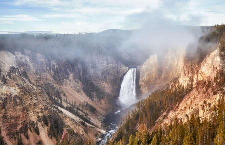 Lower Yellowstone River waterfall in Yellowstone National Park, Wyoming, USA.の写真素材