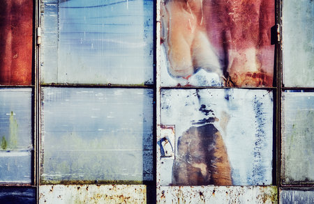 Dirty rusty metal wall, background or texture.の写真素材