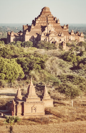 Temples of Bagan, ancient city and UNESCO World Heritage Site, color toning applied, Myanmar.の写真素材
