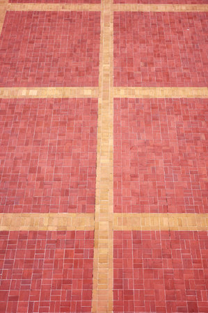 Photo of a brick pavement background.の写真素材