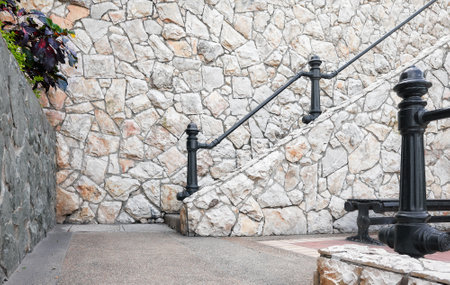 Stone wall and stairs in the city of Guayaquil, Ecuador.の写真素材