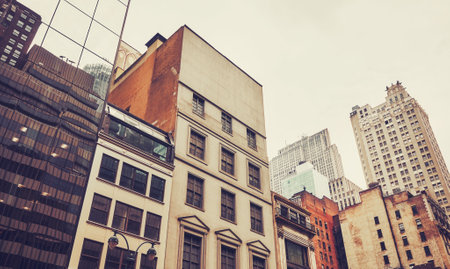 New York City buildings, color toning applied, USA.