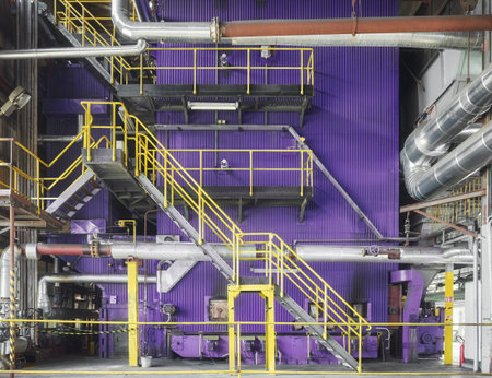 Interior of an old coal fired heating plant supplying heat to a district heating network.
