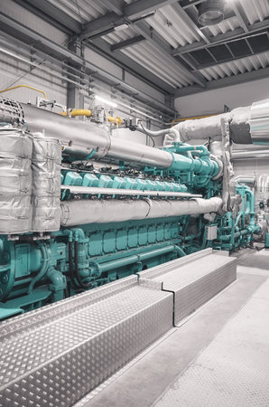 Gas fired cogeneration engine, selective focus.