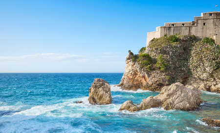 Fort Lovrijenac (Fortress of Lawrence) on the Adriatic Sea in Dubrovnik, Croatia.の写真素材