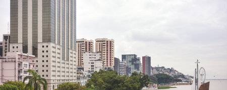 Panoramic view of Guayaquil from the Malecon 2000 promenade, Ecuador.の写真素材