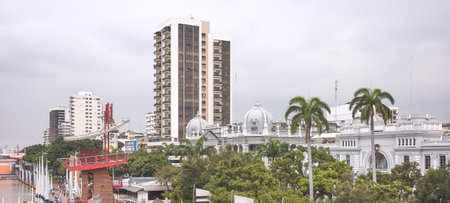 Panoramic view of Guayaquil from the Malecon 2000 promenade, Ecuador.の写真素材