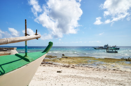 Boat on the beach, Philippines.の写真素材