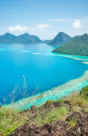 Bohey Dulang Island in the Tun Sakaran Marine Park, Sabah, Borneo, Malaysia.の写真素材