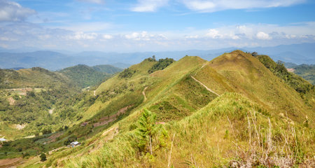 View from Sosodikon Hill in the Kundasang Valley, Sabah, Malaysia.の写真素材