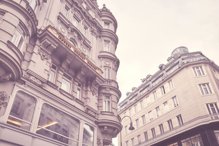 Old buildings in the center of Vienna, color toning applied, Austria.