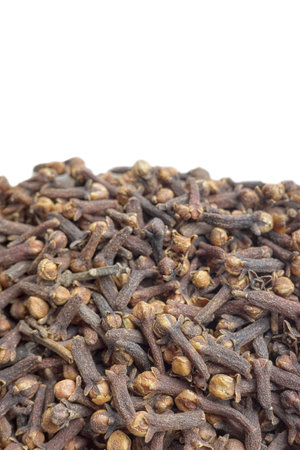 Closeup photo of whole cloves, selective focus.の写真素材