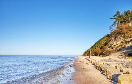 Photo of a beach on the Baltic Sea in Miedzyzdroje, Poland.の写真素材