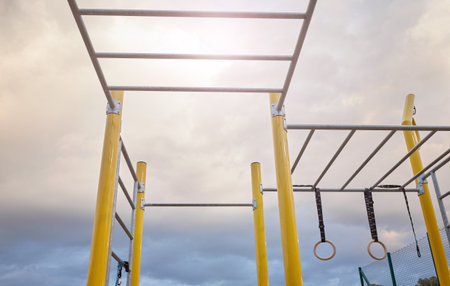 Outdoor gym for fitness and calisthenics exercises.の写真素材
