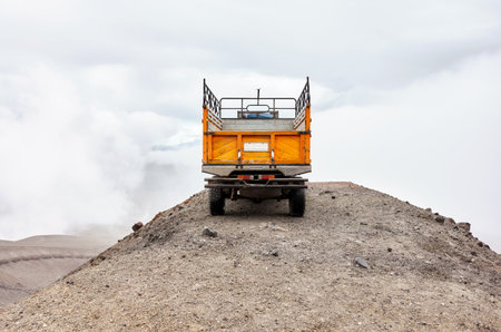 Truck on a hill of Cotopaxi Volcano, Ecuador.の写真素材