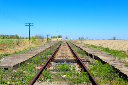 Old railroad in eastern Europeの写真素材