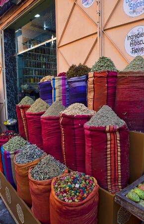 piles of spices on a Moroccan bazaarの写真素材