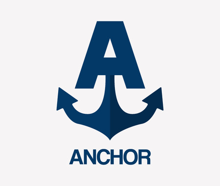 Abstract letter A and anchor logo template. Anchor icon. Anchor logo. Business logo templateのイラスト素材