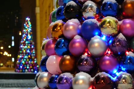 New year's fir tree made from ballの写真素材