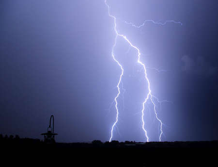 Lightning Strike at Night in the Country