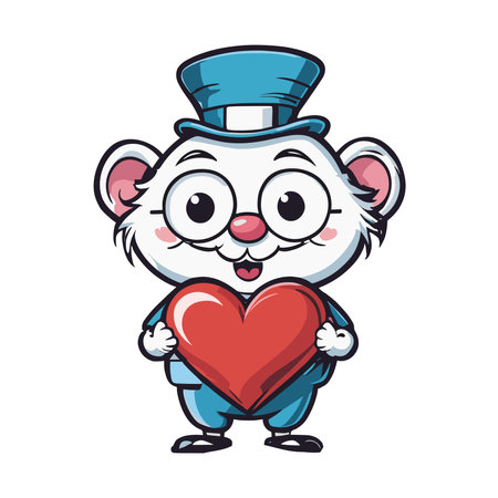 Cute cartoon hamster with heart isolated on white background. Vector illustration.のイラスト素材