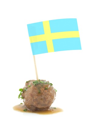 Delicious Swedish meatballs with a hearty brown sauceの写真素材