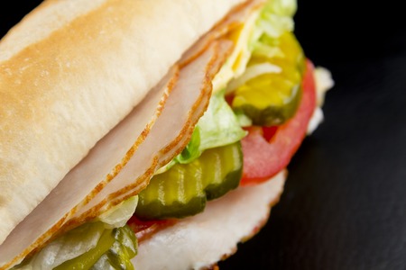Homemade enormous turkey sub ready to be gobbled upの写真素材