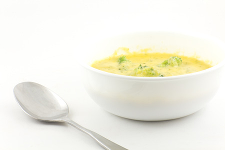 Creamy broccoli and cheddar cheese soup. This hearty soup melts in your mouth.の写真素材