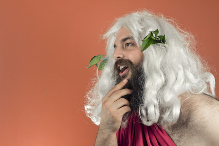 Enlightening God explains a deep and intellectual new conceptの写真素材