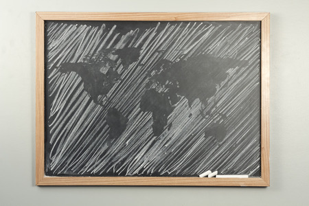 Chalkboard sketch drawing map of the world for education conceptの写真素材