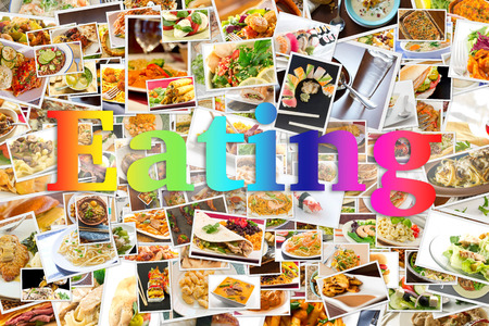Collage of lots of popular worldwide dinner foods and appetizersの写真素材