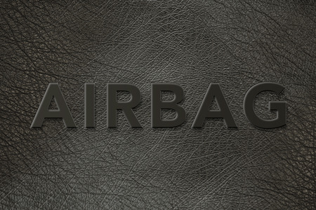 The word airbag written on car interior leather for safety imageの写真素材