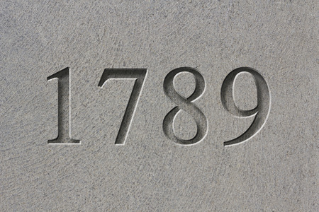 Historical year engraving 1789 on textured old surfaceの写真素材