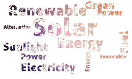 Solar energy word cloud with many related termsの写真素材