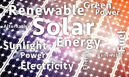 Solar energy word cloud with many related terms