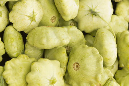 Decorative Autumn holiday gourds on display at local farmers marketの写真素材