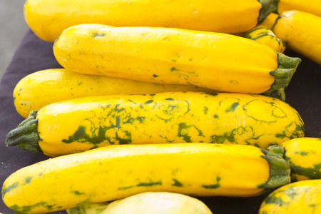 Bunch of organic zucchini at local farmers marketの写真素材