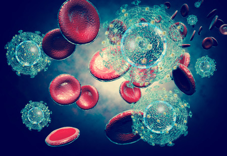 3D generated illustration of HIV Aids virus cells for medical science background