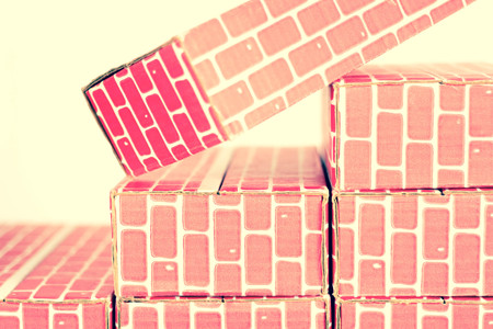 Cardboard brick column graph showing steady growthの写真素材