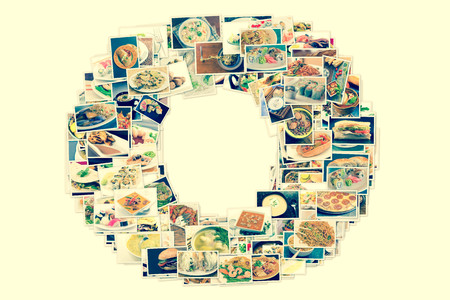 Collage of lots of popular worldwide dinner foods and appetizersの写真素材
