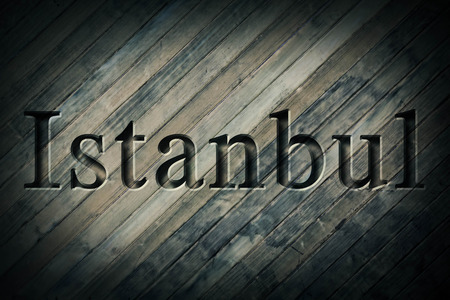Engraving spelling the city Istanbul on textured old surfaceの写真素材