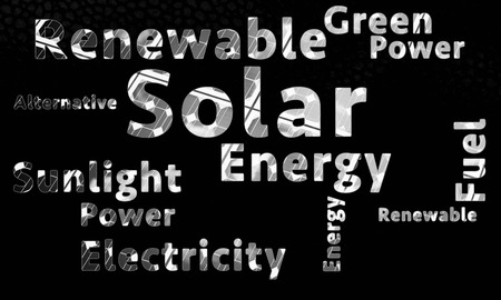 Solar energy word cloud with many related termsの写真素材