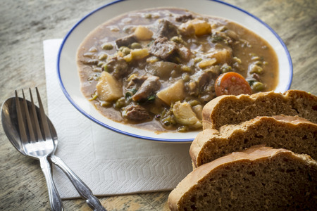 Authentic Irish beef stew with beer breadの写真素材