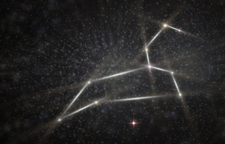 Leo lion constellation 3D illustration with colorful starsの写真素材