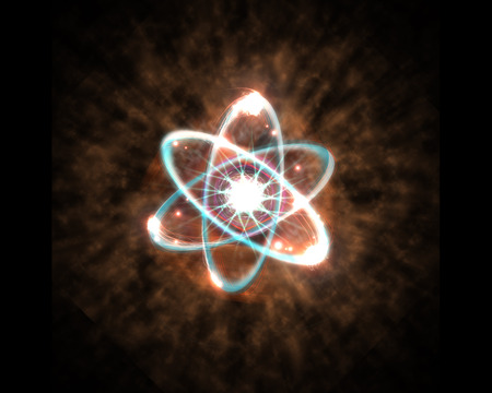 Close up of pink atomic particle background science 3D illustrationの写真素材
