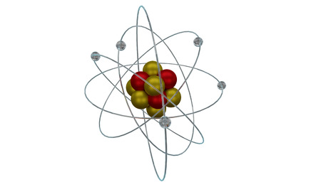 Close up illustration of atomic particle for nuclear energy imageryの写真素材