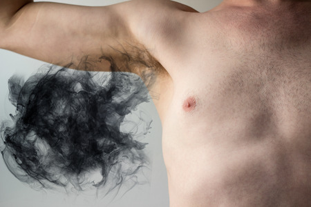 Plumes of smelly armpit body odor waft into the air