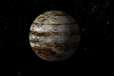Jupiter planet solar system with stars in 3D illustration background